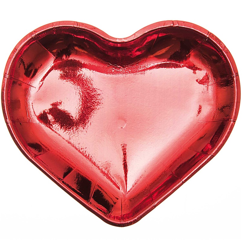 Glossy Heart Plates - Red (Pack of 12)