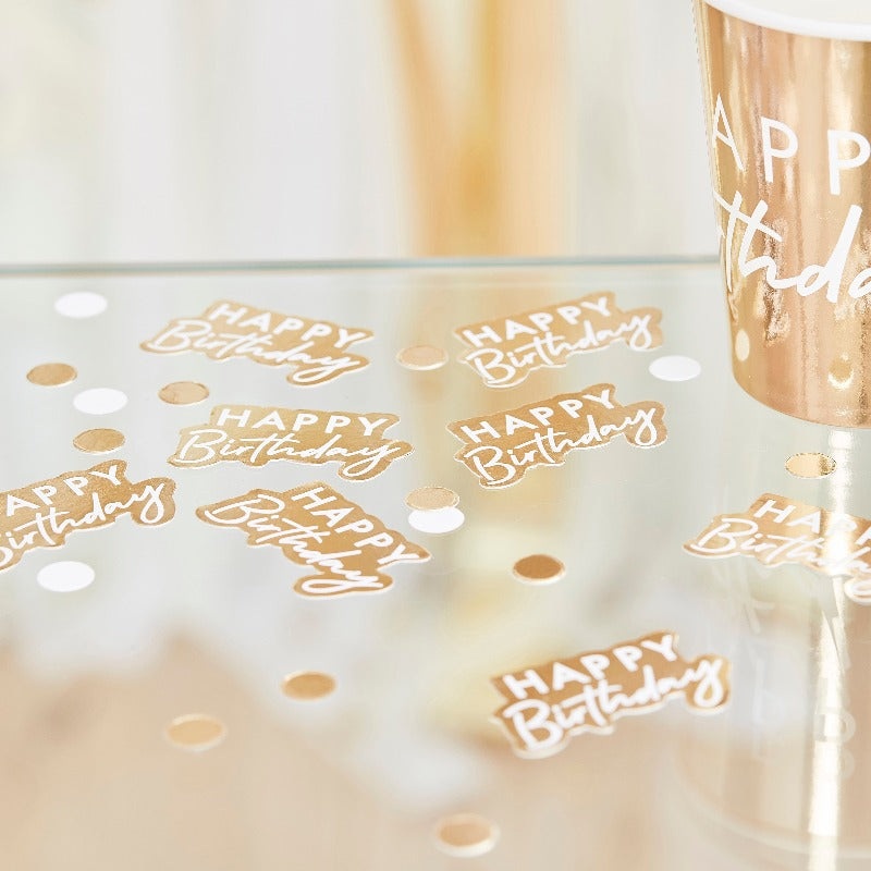 Gold Happy Birthday Confetti