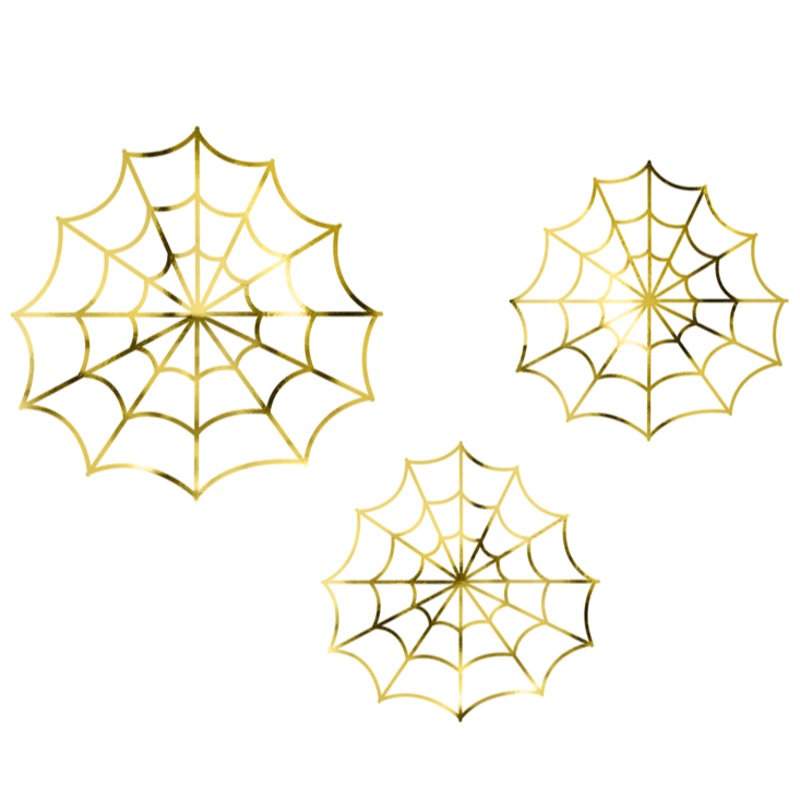 Gold Spiderweb Decorations (3 Pack)