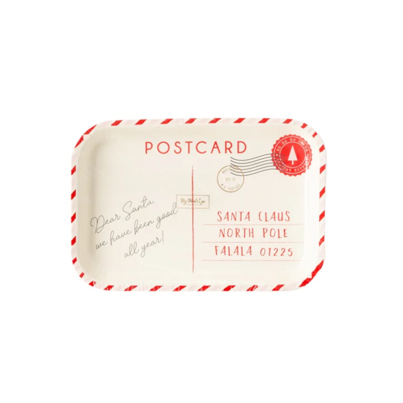 Jolly & Bright Postcard to Santa Plate (8 Pack)