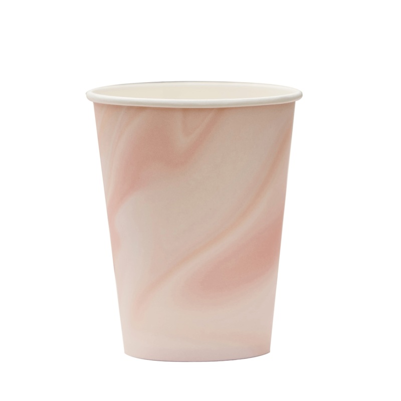 Pink Marble Print Cups (8 Pack)