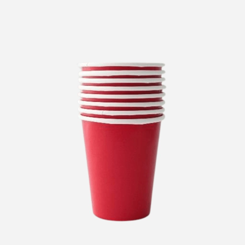 Plain Red Paper Cups (8 Pack)