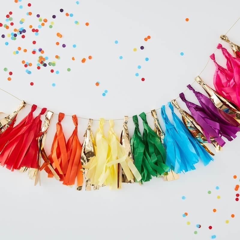 Rainbow & Gold Tassel Garland
