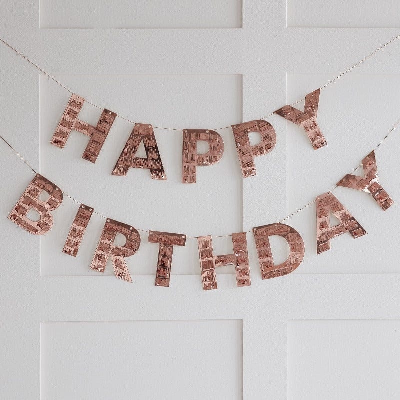 Rose Gold Fringed Birthday Banner