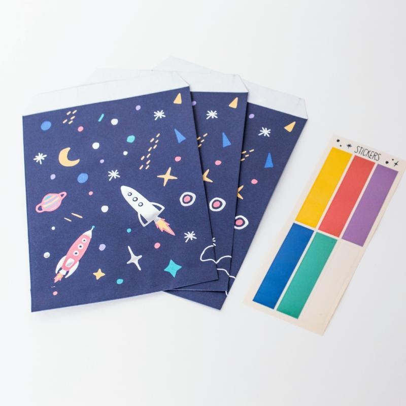 Space Party Treat Bags & Stickers