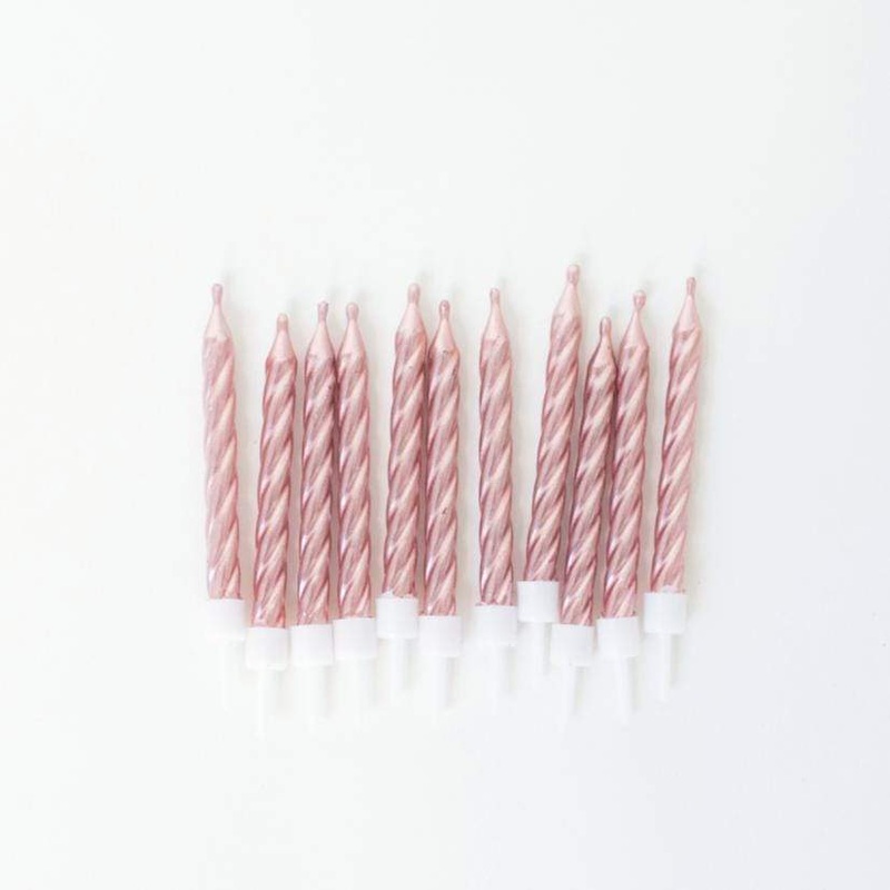 Spiral Cake Candles - Rose Gold (12 Pack)
