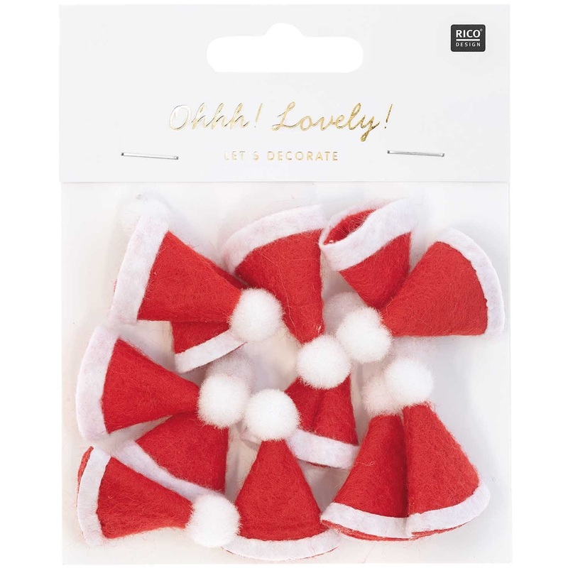Tiny Santa Hat Embellishments (12 Pack)