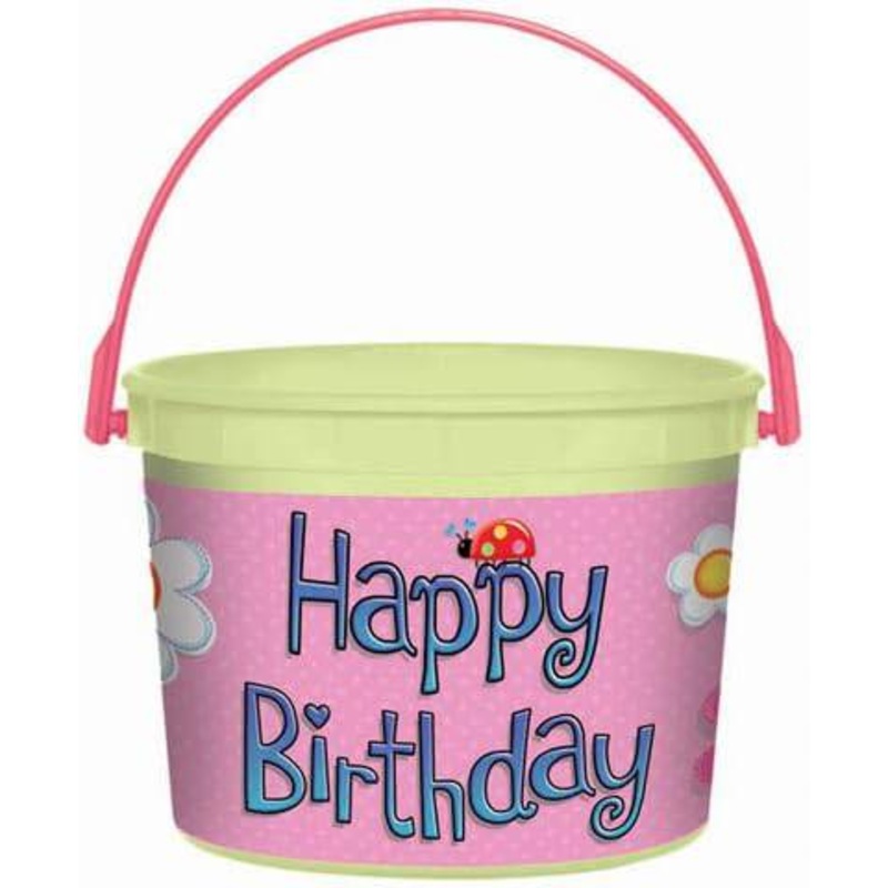 4.5" Happy Birthday Bucket for Garden Girl (1 Count) - Amscan