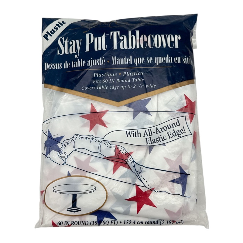 60" Round Stay Put Table Cover - Patriotic