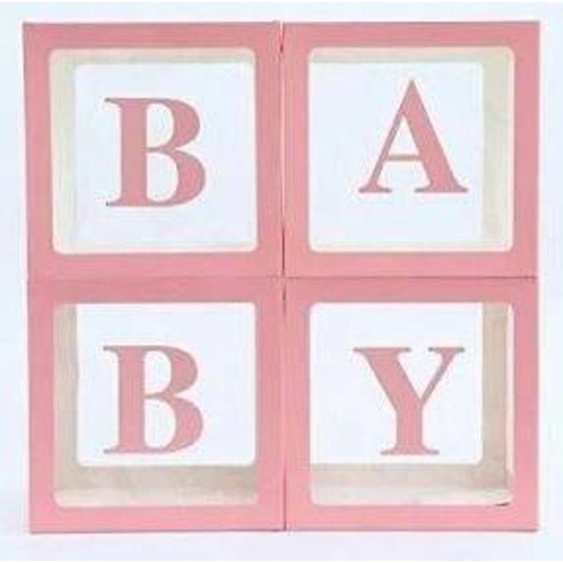 Clear Baby Box - Pink Letters (12" x 12" x 12")