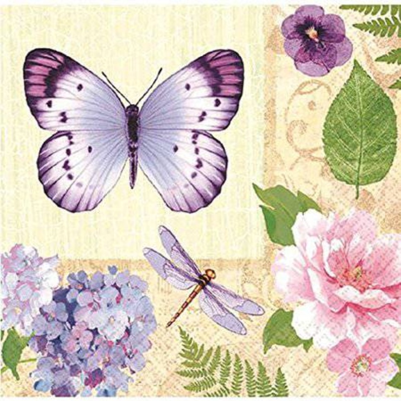 In The Garden Butterfly Beverage Napkins 16Ct - Amscan
