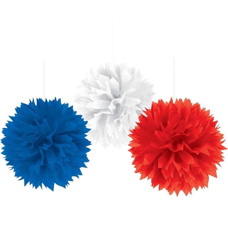Patriotic Fluffy Decorations (3ct)