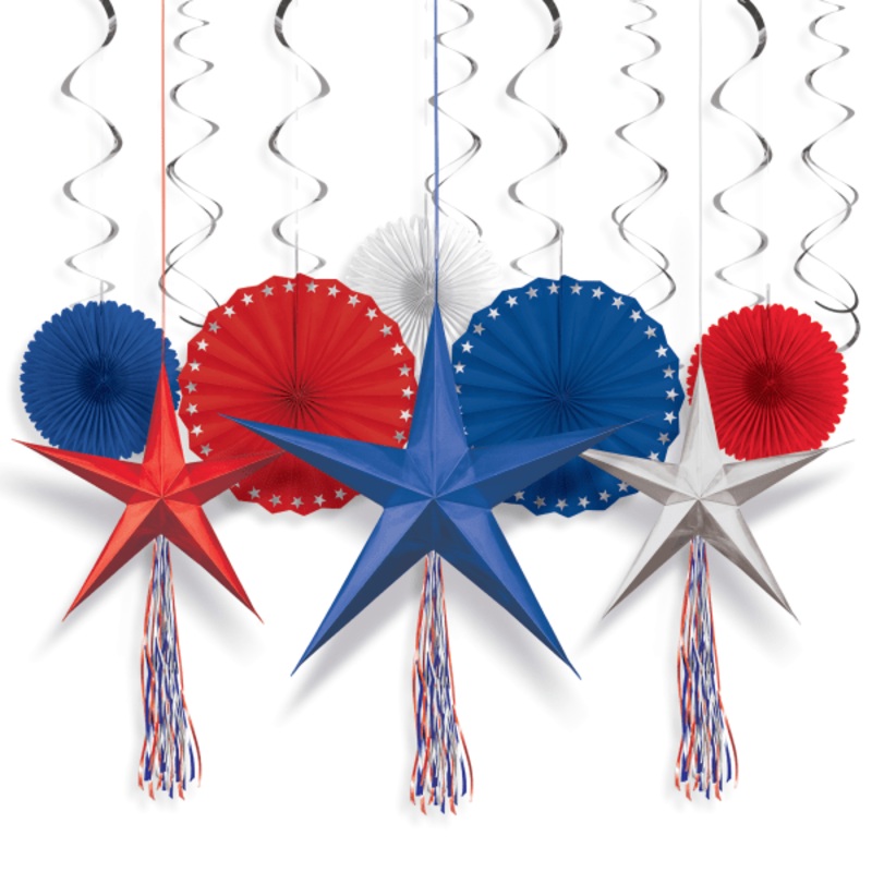 Patriotic Stars Fan Decorating Kit (8 Count) - Amscan