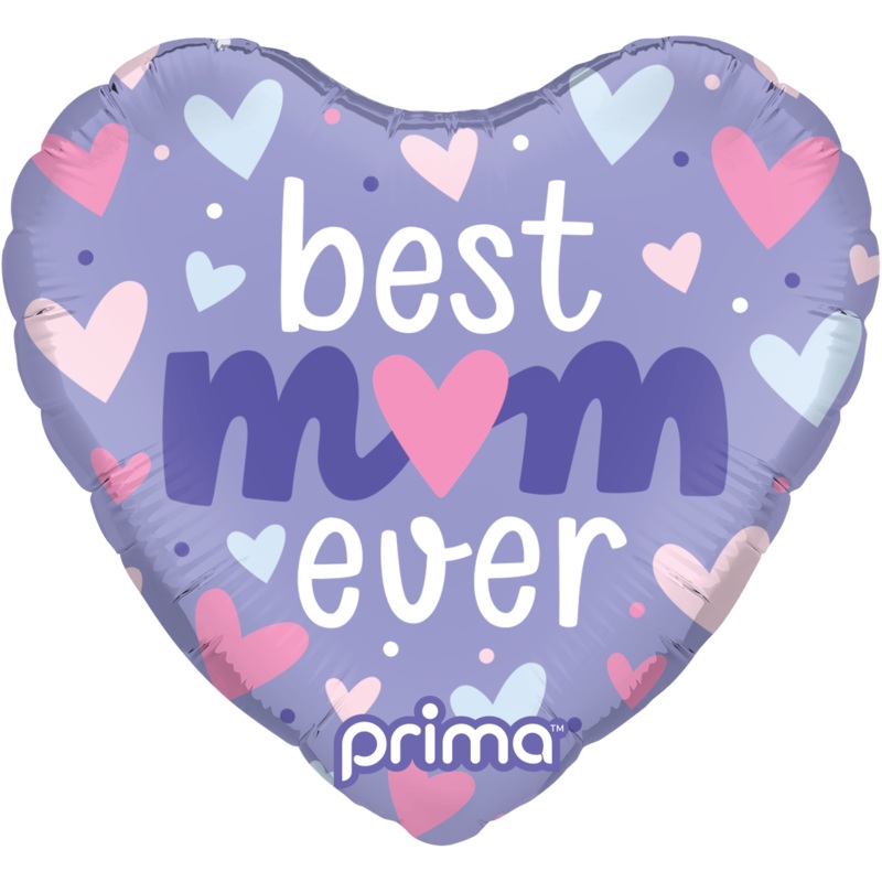9" Heart Best Mom Ever Pastel Hearts (6pc)
