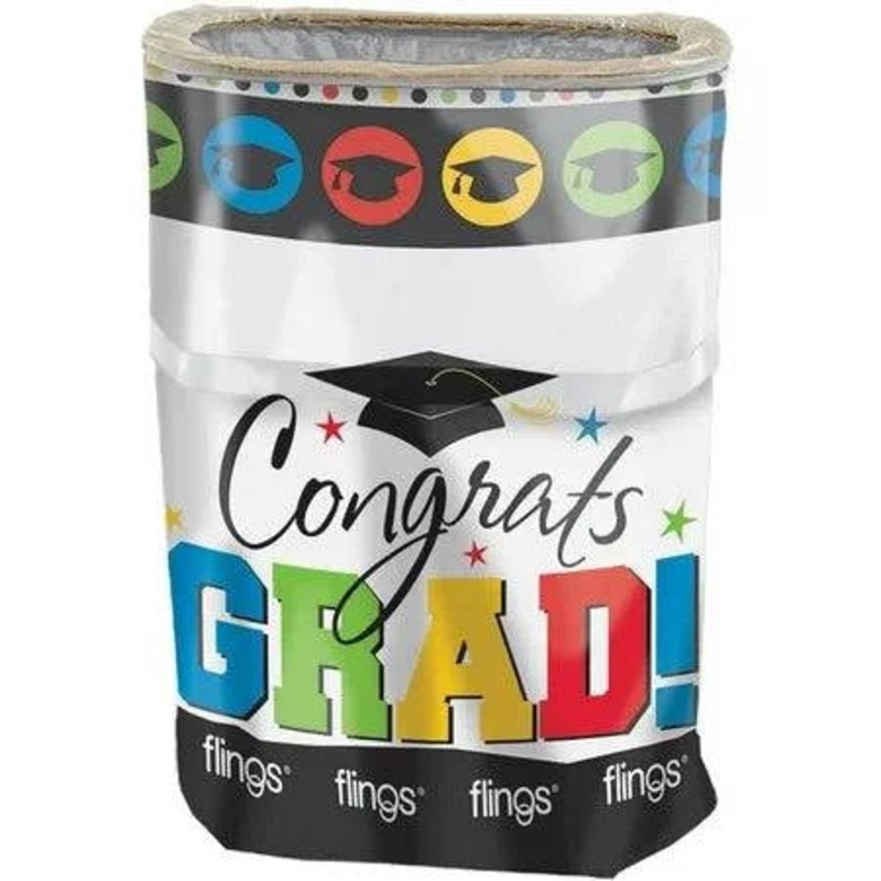 Congrats Grad Flings Pop Up Multi-Color Graduation Trash Bin - Amscan
