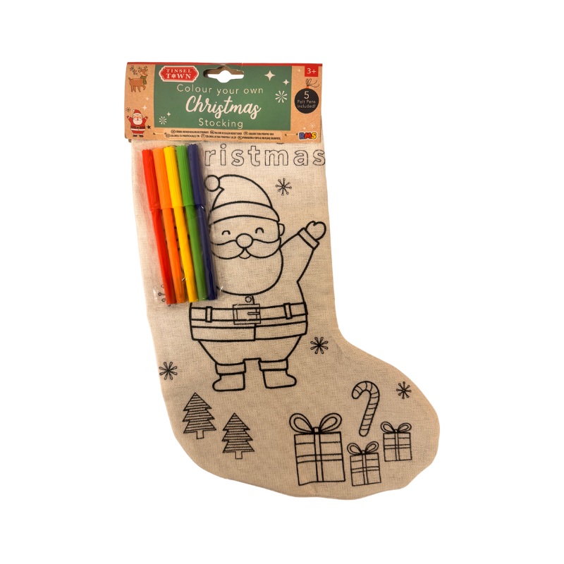 Colour Your Own Christmas Stocking + 4 Colouring Pens