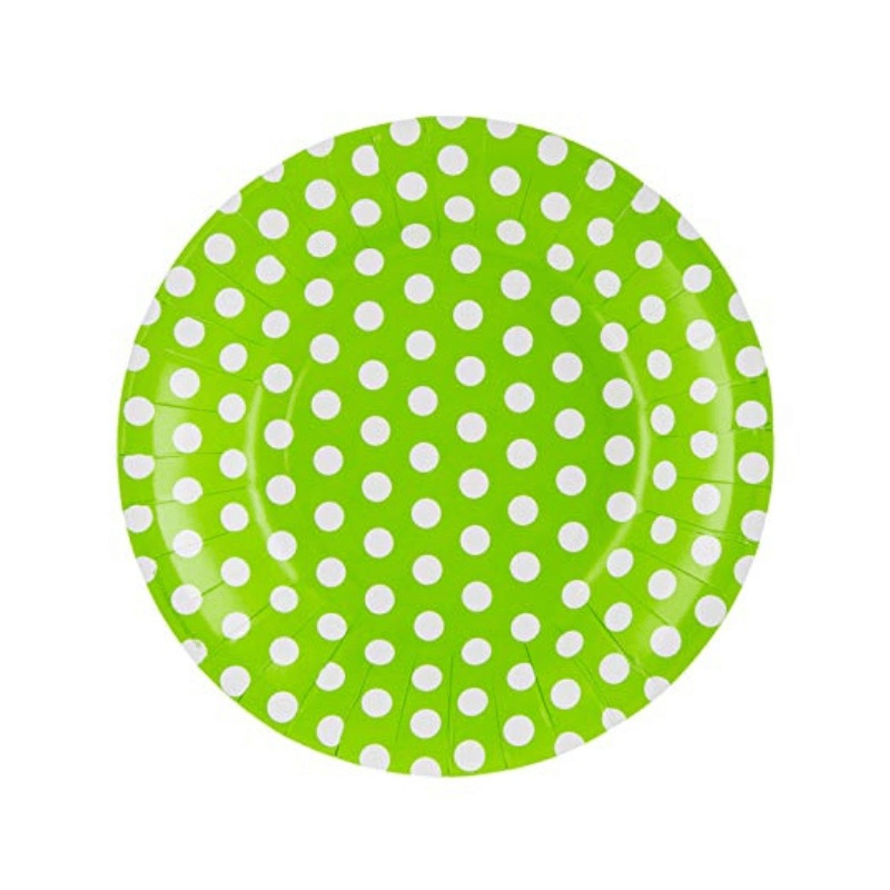 Green Polka Dot Party Plates 16 Pack