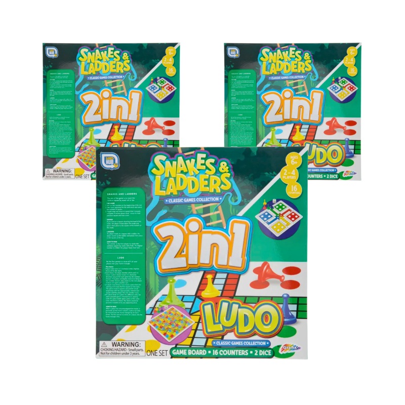 Wholesale Grafix 2in1 Snakes and Ladders & Ludo Board Games - (Case of 26)