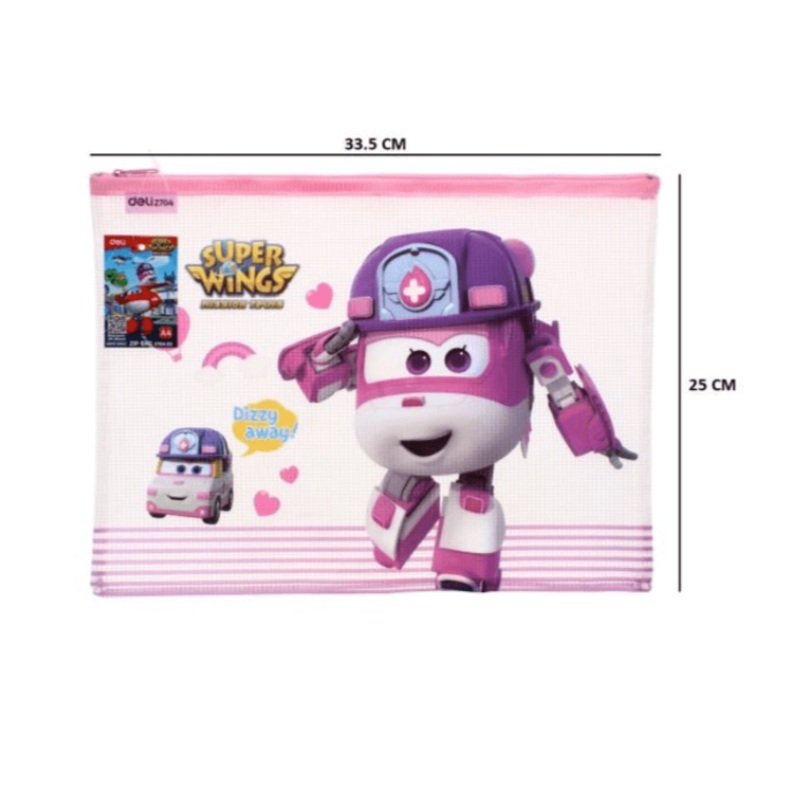 Super Wings Folder Zip Bag Dizzy Away in Pink