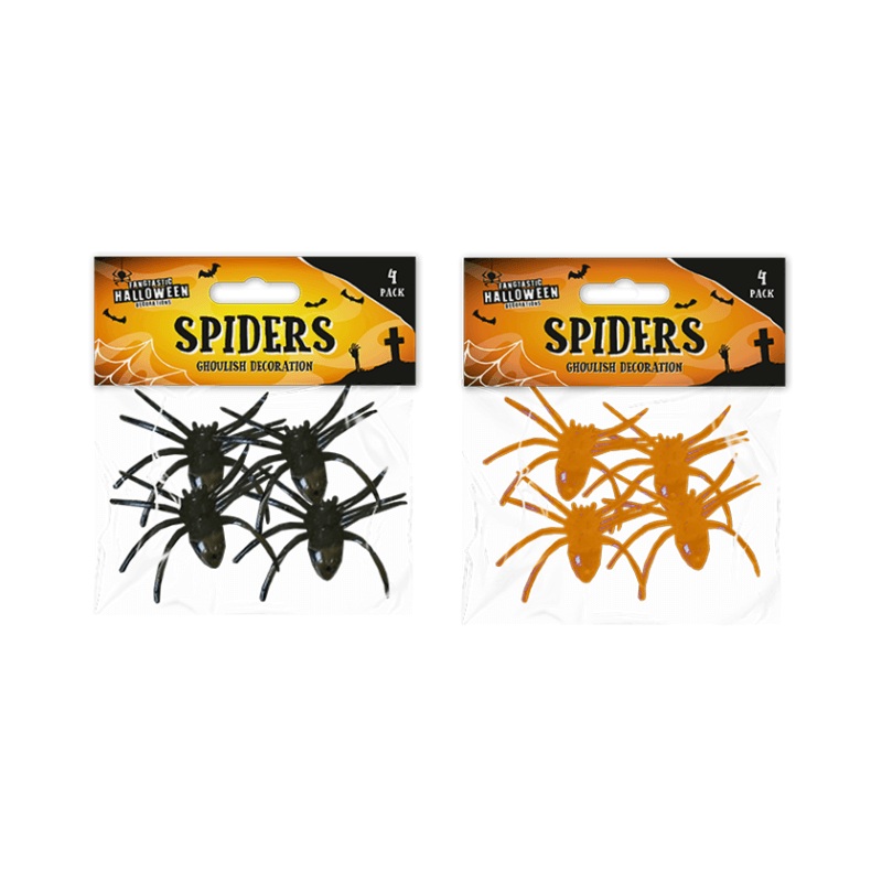 Wholesale Halloween Spiders - 4 Pack - (CDU of 24)