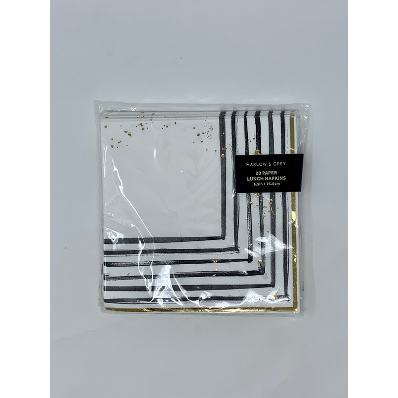 Black and Gold Rebelle Paper Napkins - Large
