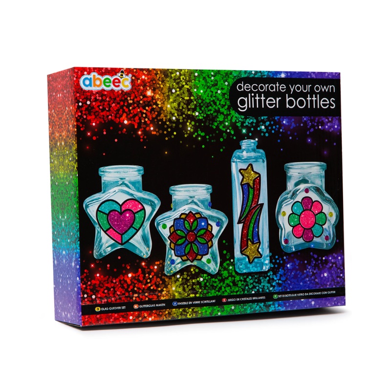Decorate Your Own Glitter Bottles Craft Set - 4 Bottles Included