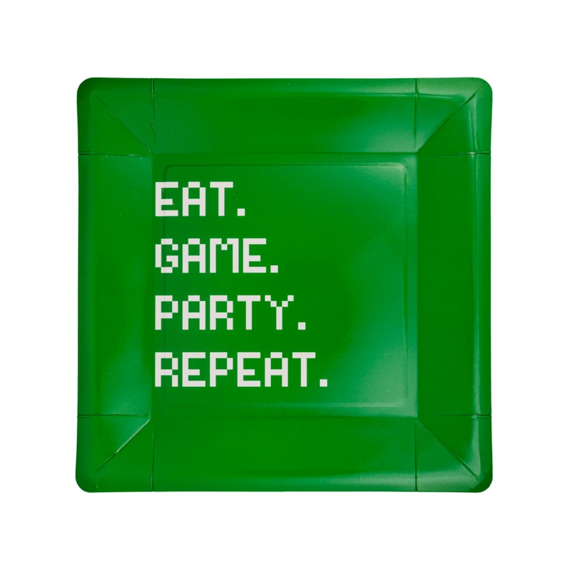 Eat Game Party Square Paper Plate