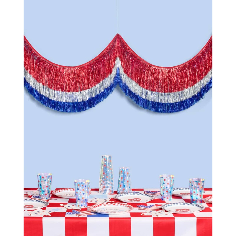 Americana Patriotic Fringe triple layered banner - July 4th