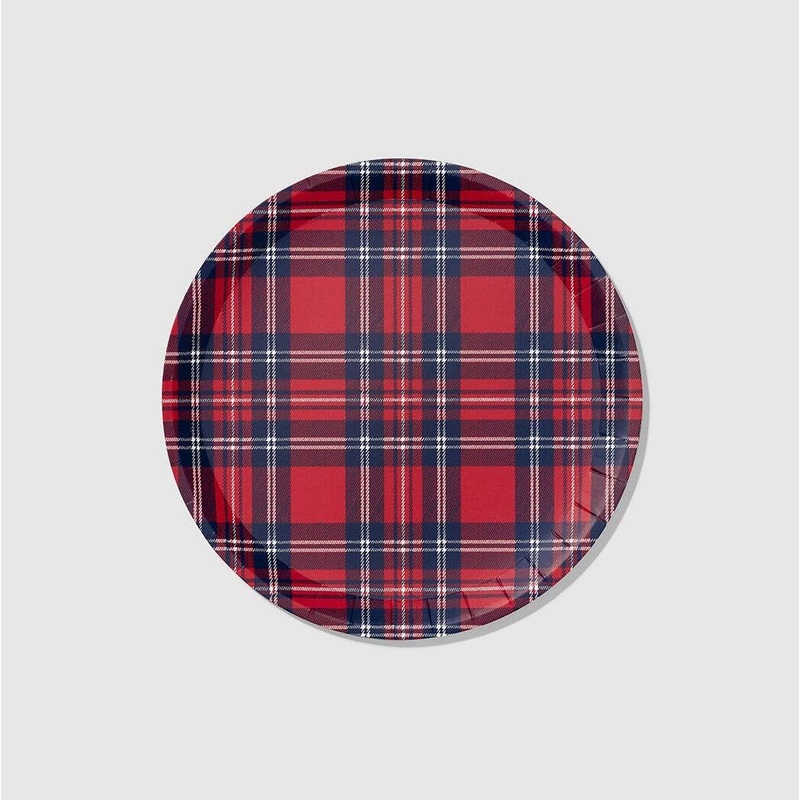 Plaid Holiday Paper Plates - Large