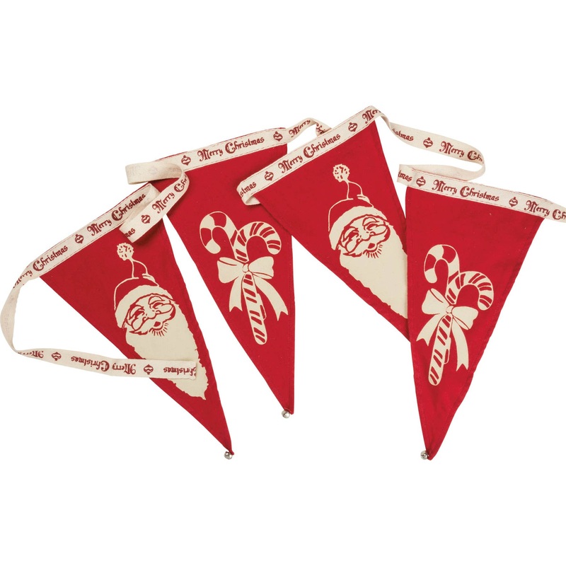 Santa And Candy Canes with Bell Pennant Banner