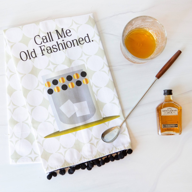 Vintage Call Me Old Fashioned Bar Tea Towel