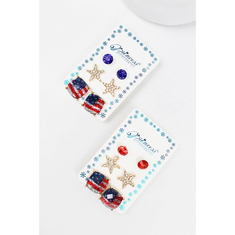 America Stud Earrings Set