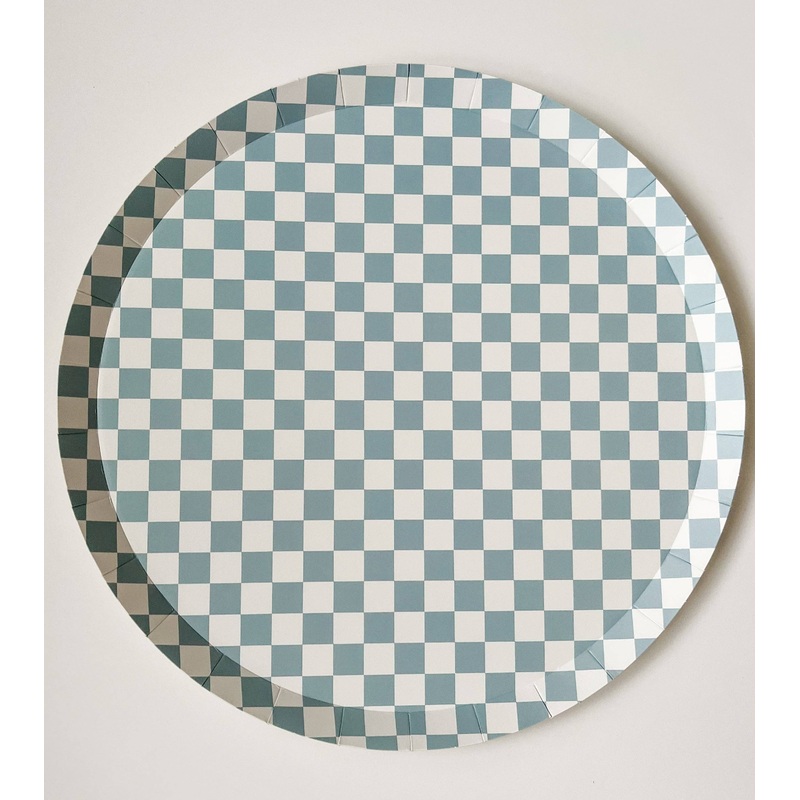 Checkered Blue Plate XL
