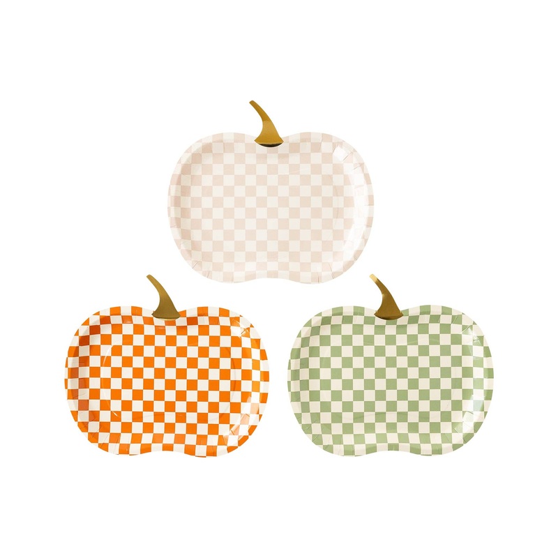 Checkered Pumpkin Plate Set