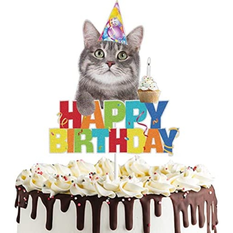 Happy Birthday Cat Cake Topper