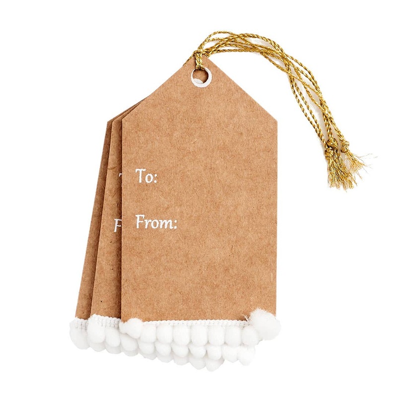 White Pom Pom Gift Tags