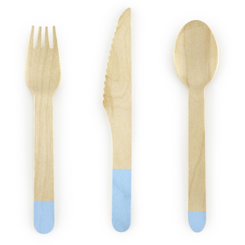 Wooden Cutlery | Light Blue