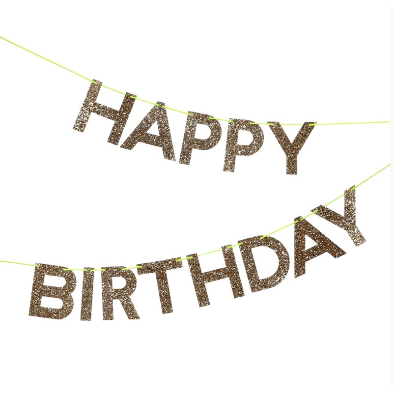 Gold Happy Birthday Banner