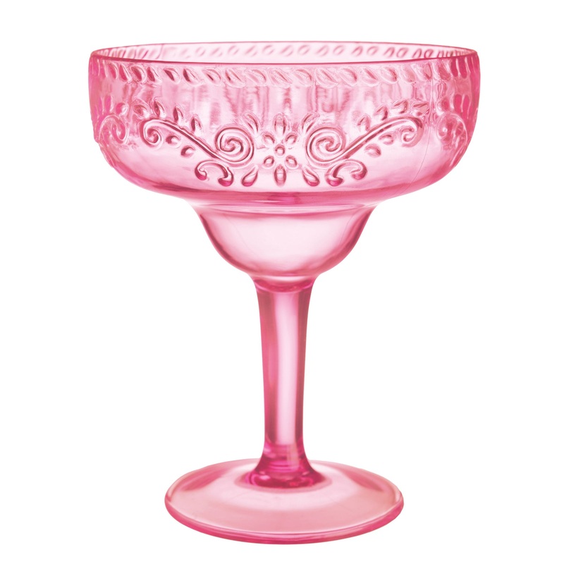 PINK FLORAL MARGARITA GLASS