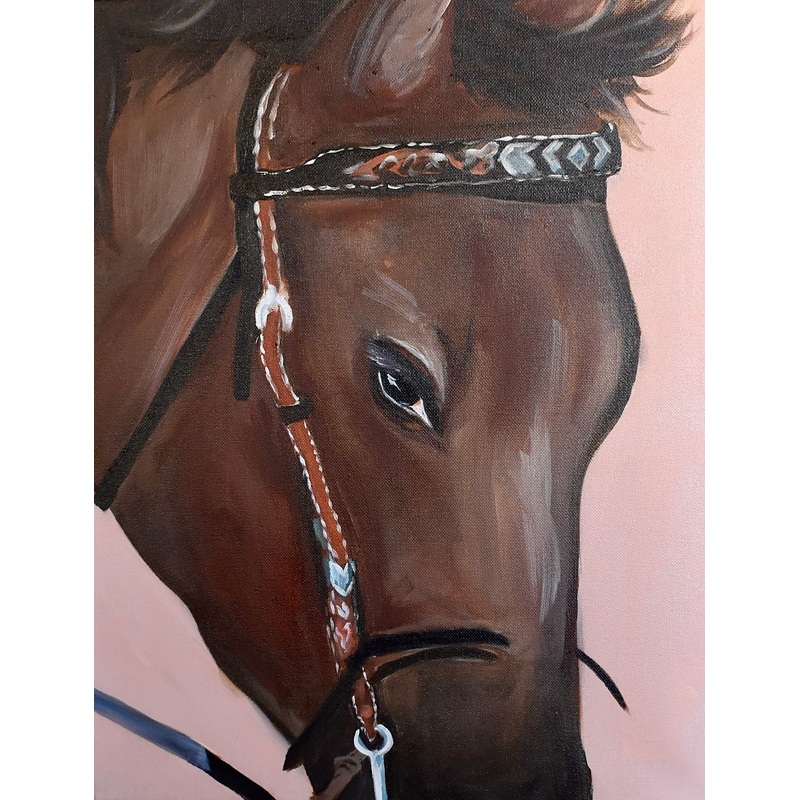Hand Painted Horse Head on Canvas - Teresa Hope