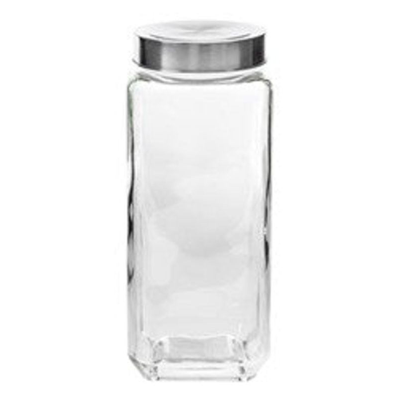 Glass Square Jar with Metal Lid 1350ml
