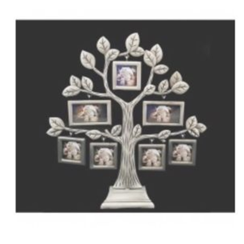 PEWTER FAMILY TREE PHOTO FRAME