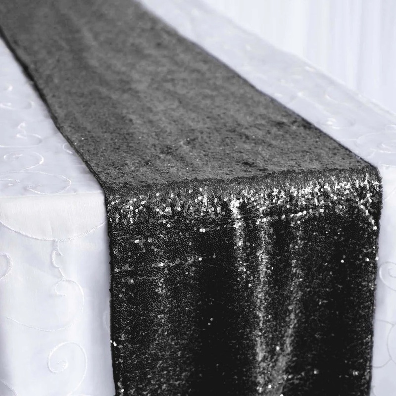 BLACK SEQUIN TABLE RUNNER