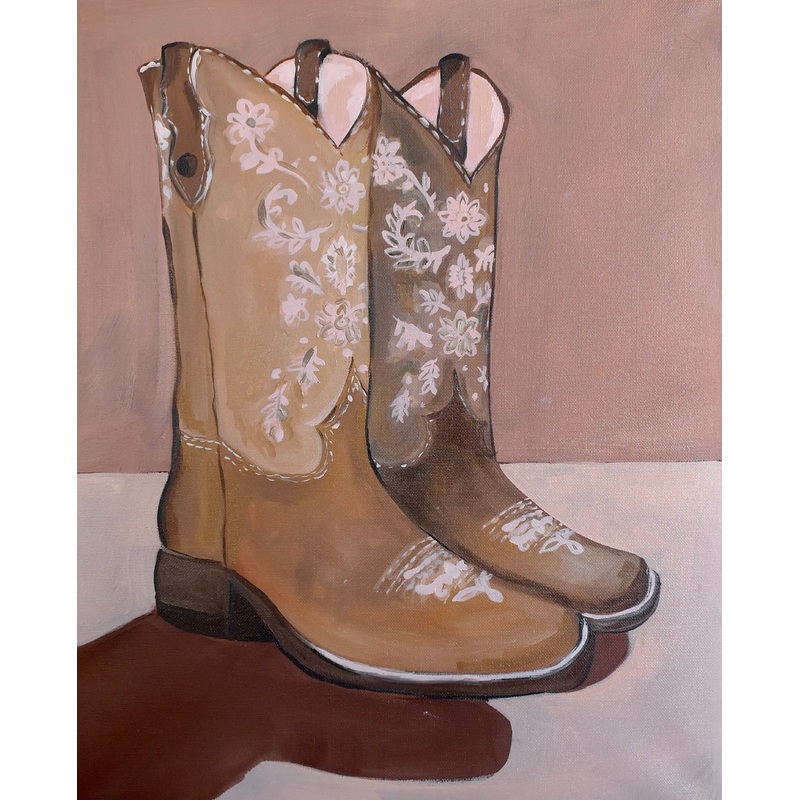 Hand Painted Cowboy Boots on Canvas - Teresa Hope
