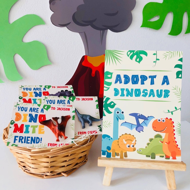Adopt a Dinosaur Party Favors and Sign