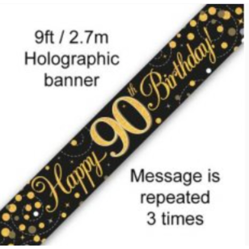 Banner - Happy 90th Birthday SPARKLING FIZZ