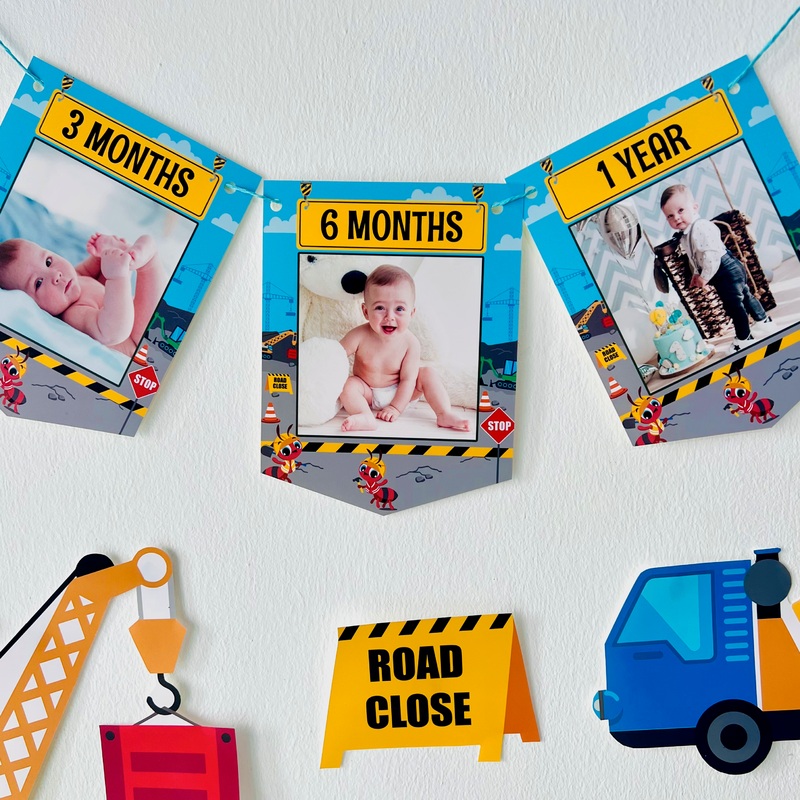 Construction Trucks Milestones Photo Banner