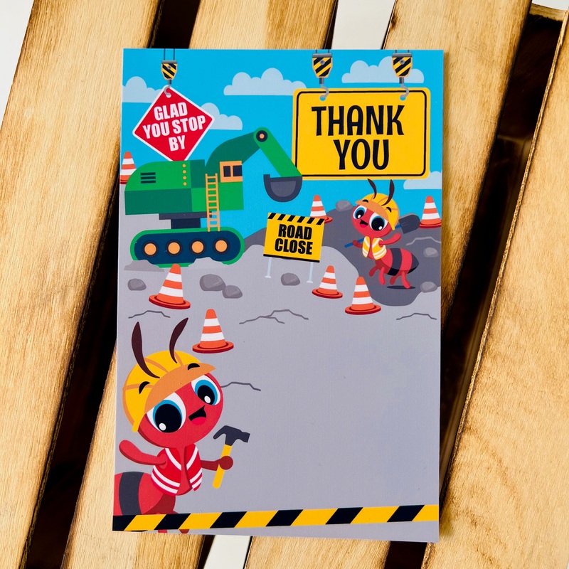 Construction Trucks Thank You Card