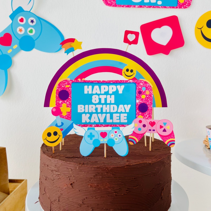 Gamer Girl Birthday Cake Topper