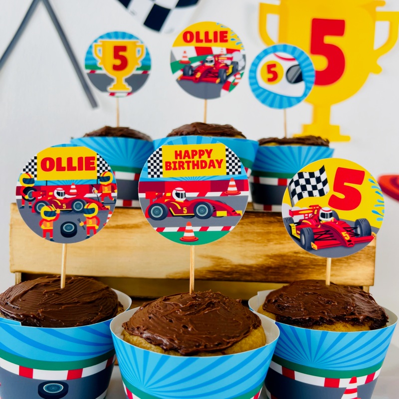 Racing Car Cupcake Topper Set